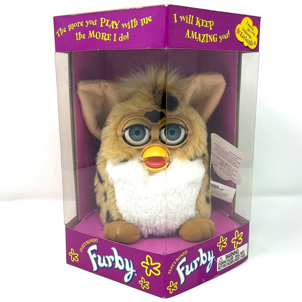 Vintage Tiger Furby Cheetah Tan & Black Spots Blue Eyes 1999 70-800 NEW‎ SEALED